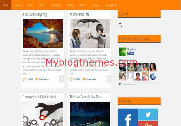 Grey Orange Blogger Theme